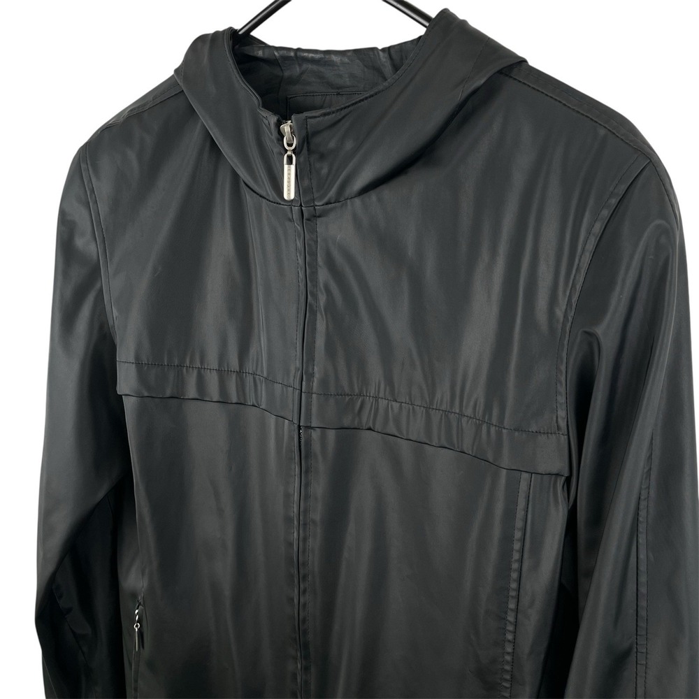 Outbrook Faux Leather Black Jacket Coat Zipper Hood Pockets Women's Size Medium‎